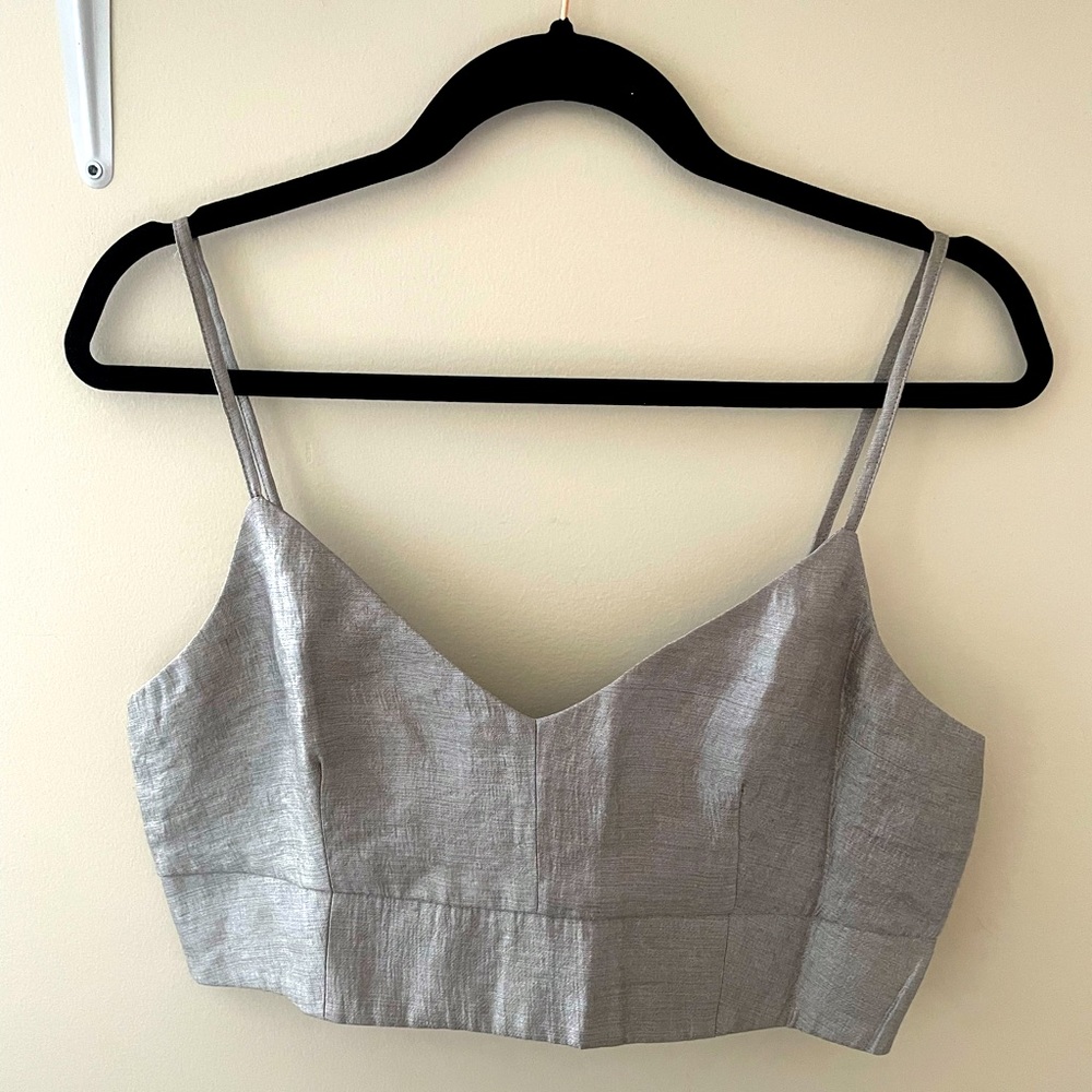 Silver Satin H&M Dress Crop top.